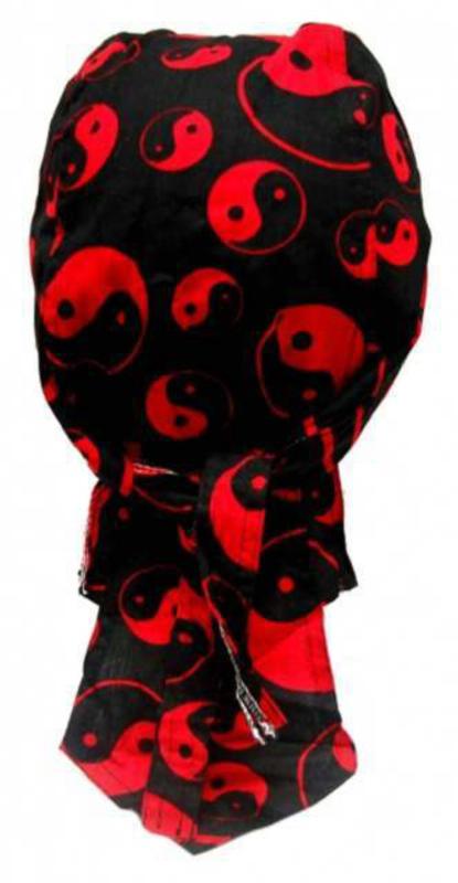 Rocker Bandana Cap Schwarz Rot Yin Yang