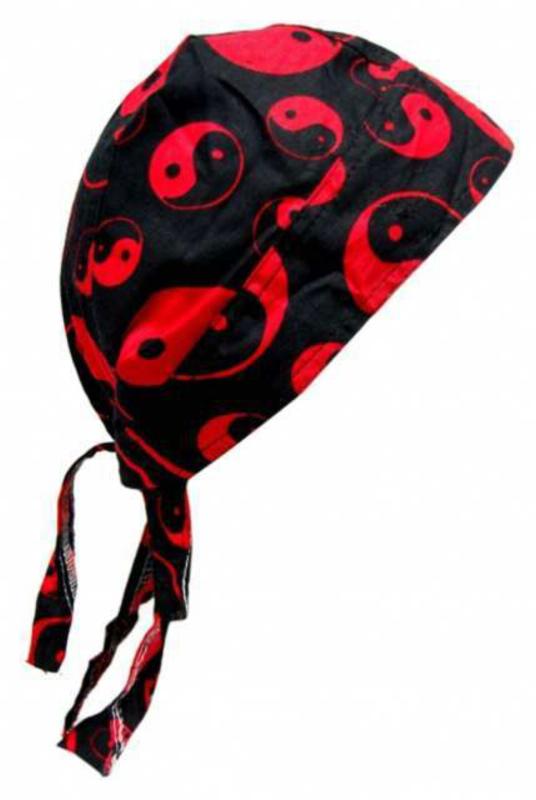 Rocker Bandana Cap Schwarz Rot Yin Yang