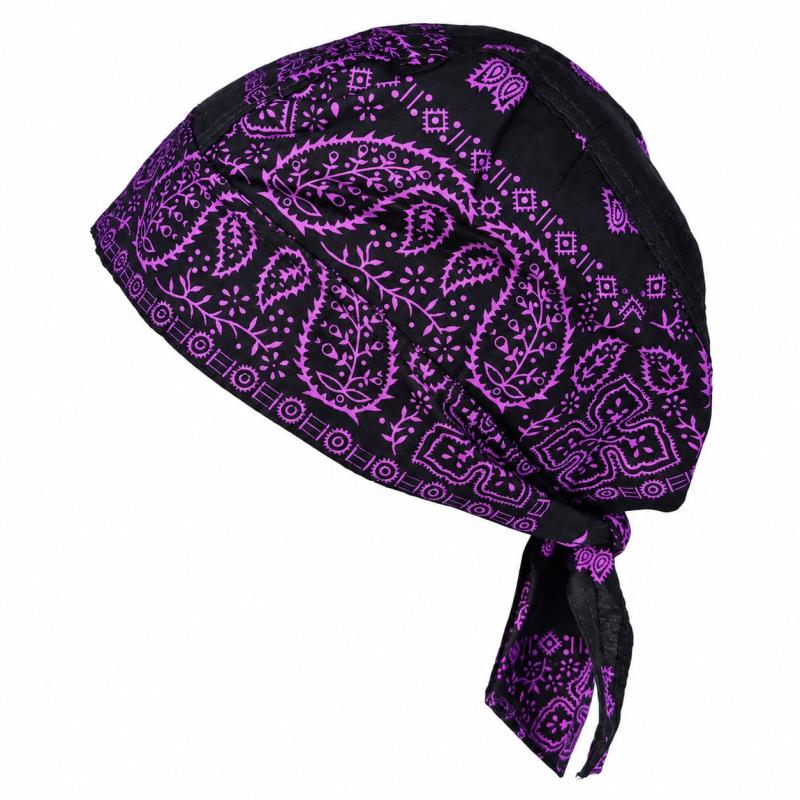 Purple paisley biker head wrap in cotton