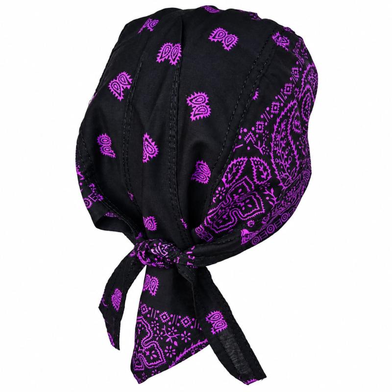Black and purple paisley Do-Rag bandana cap