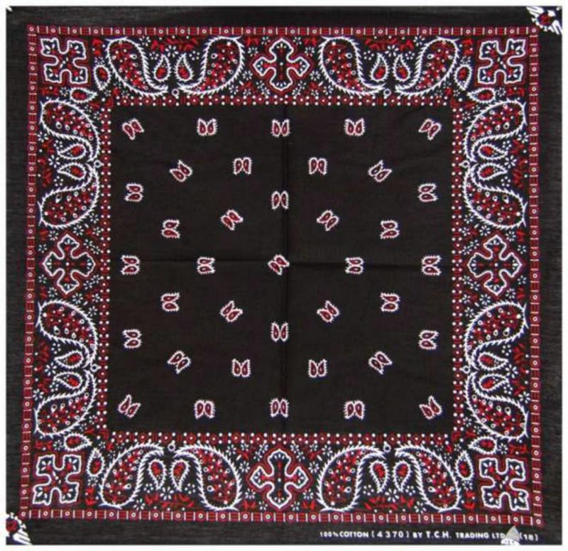 Bandana Kopftuch Paisley Schwarz Rot