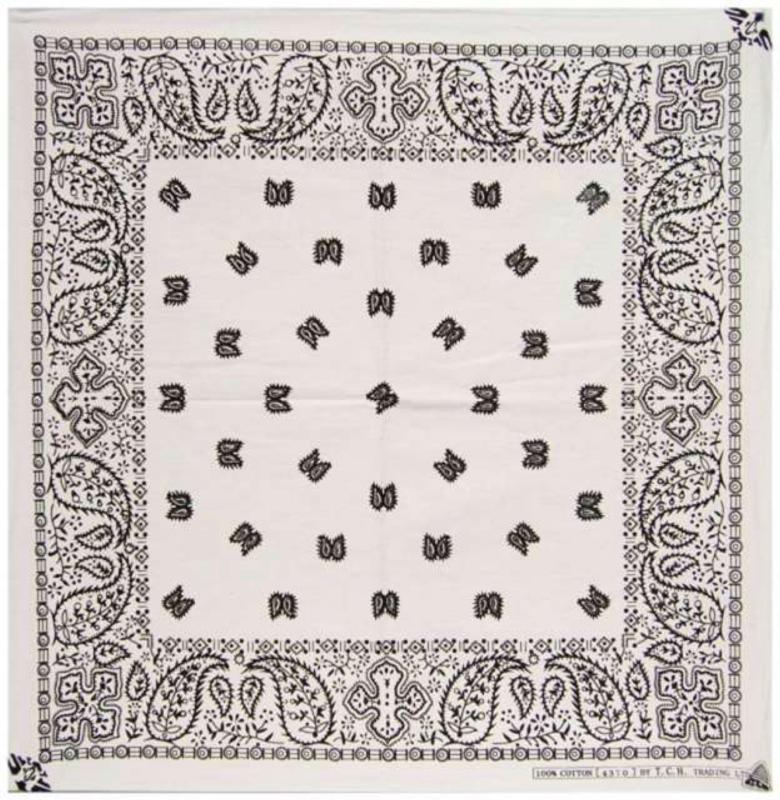 Bandana Halstuch Paisley Weiß Schwarz