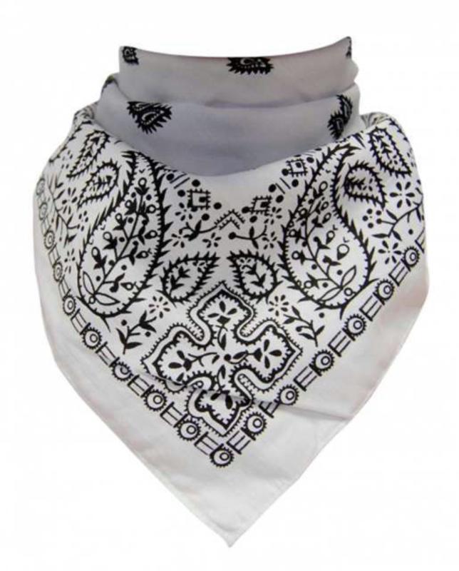 Bandana Halstuch Paisley Weiß Schwarz