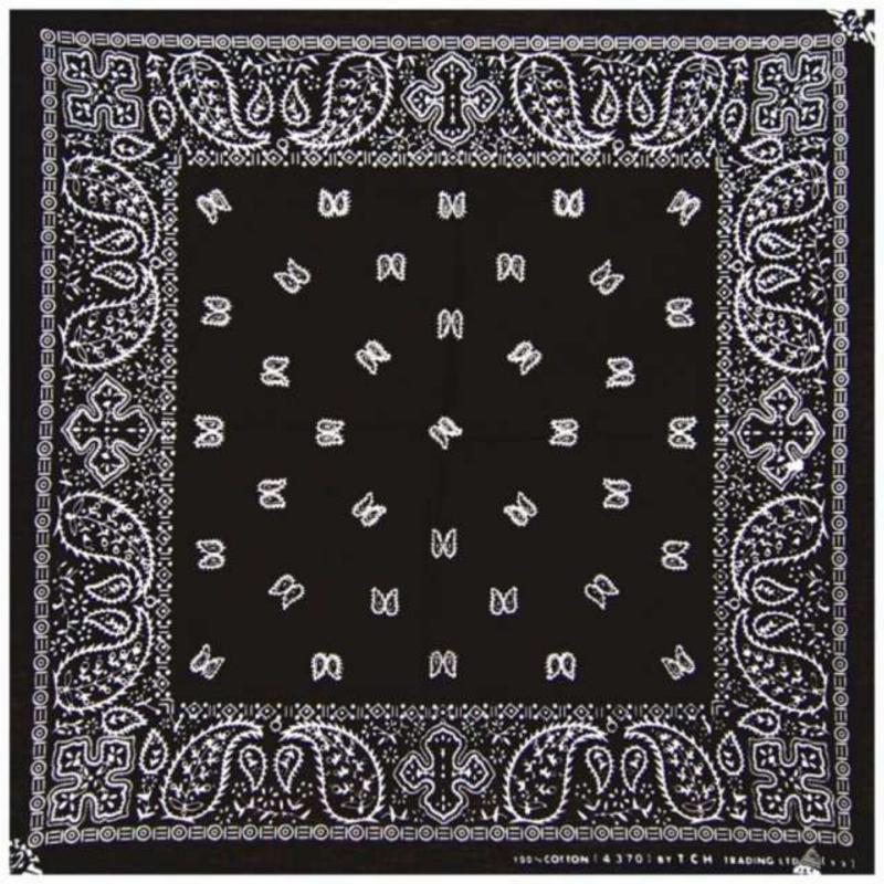 Bandana Head Wrap Scarf Flower Black & White