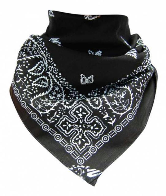 Bandana Head Wrap Scarf Flower Black & White