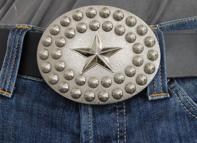 pentagram star belt buckle metal studs