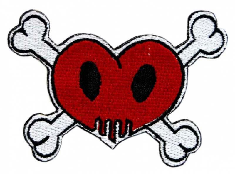 Aufnäher Herz Totenkopf