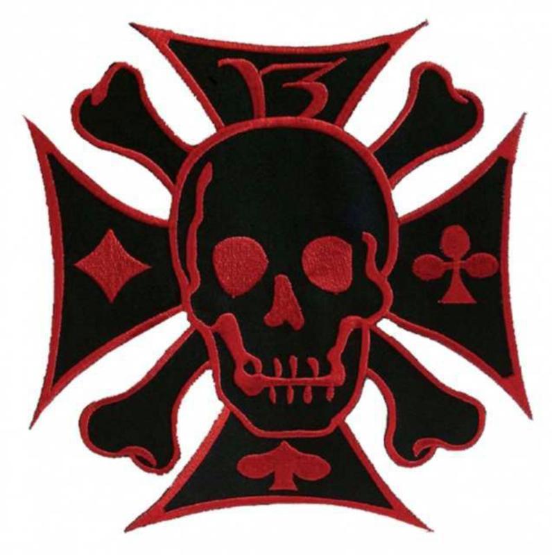 Aufnäher Roter Totenkopf & Kreuz
