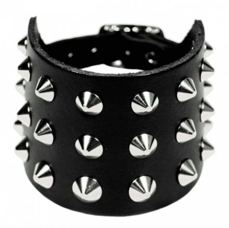 Lederarmband 3-reihig Spitznieten