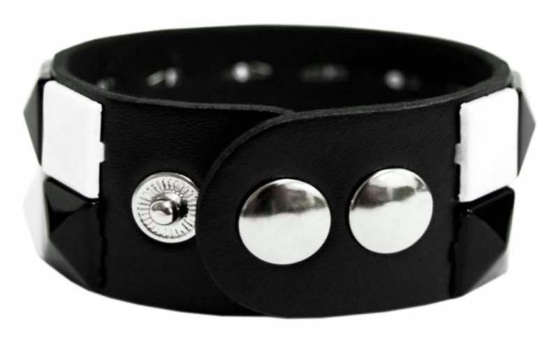 Rocker Armband Pyramidennieten Schwarz & Weiß