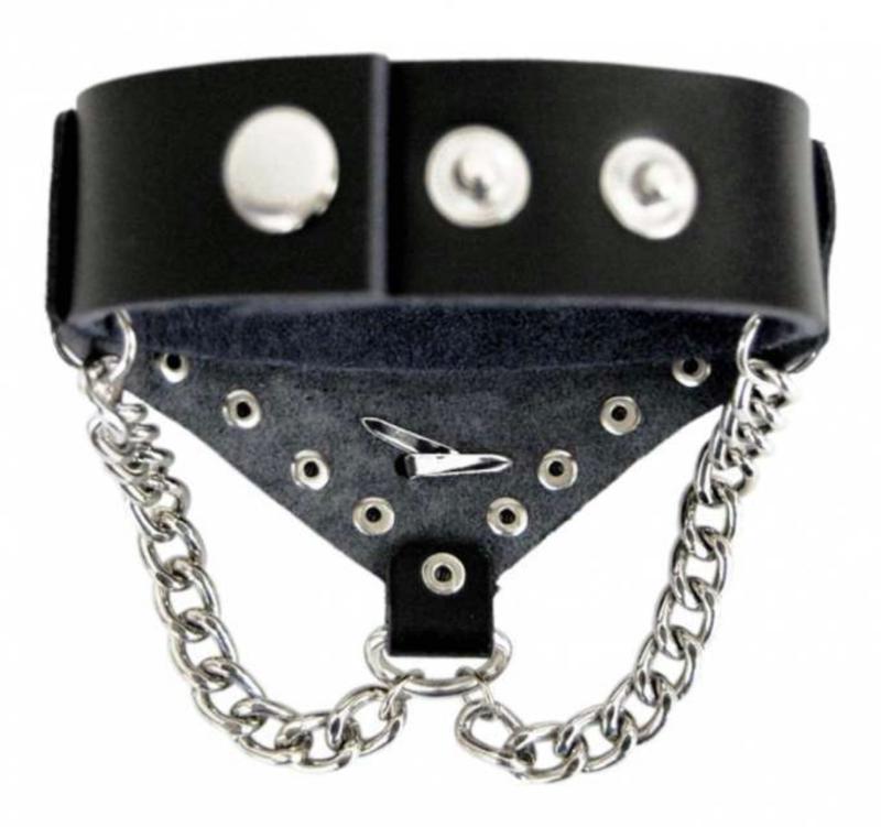 Kunstleder Armband Manschette Spinne & Kette
