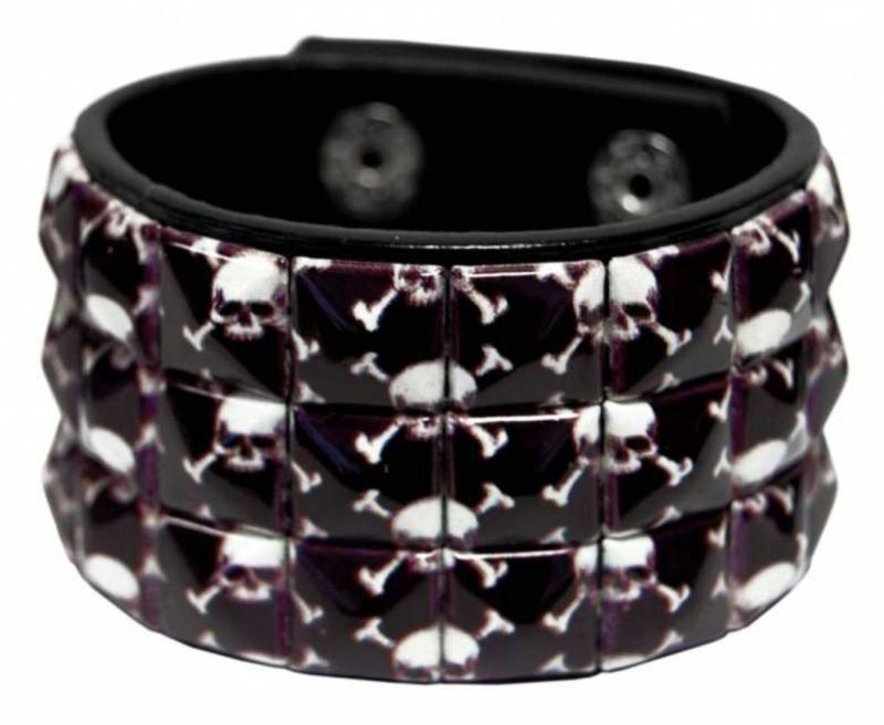 Kunstleder Armband Totenköpfe
