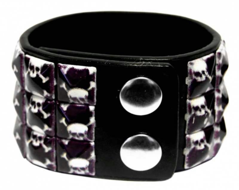 Kunstleder Armband Totenköpfe