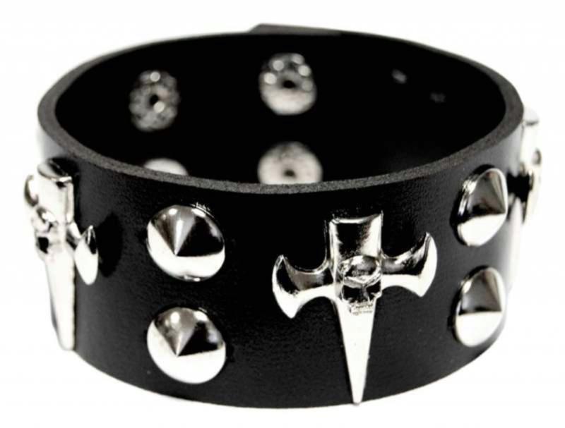 Punk Armband Schwarz Kreuze