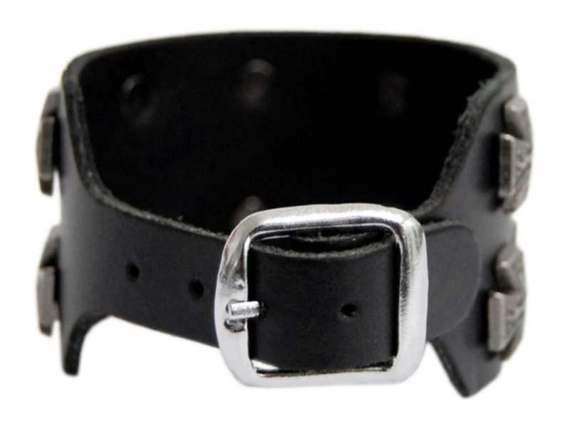 2-reihiges Punk Armband Eisernes Kreuz