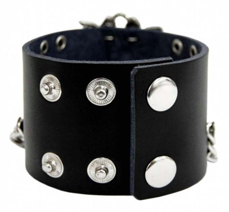 Rocker Armband Totenkopf Mit Kette Und Flachnieten