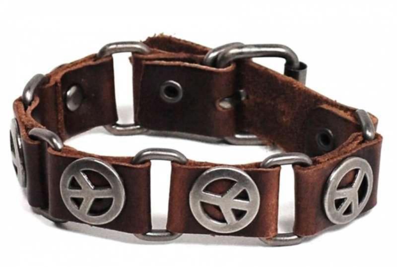 Kunstleder Armband Manschette Peace Symbol