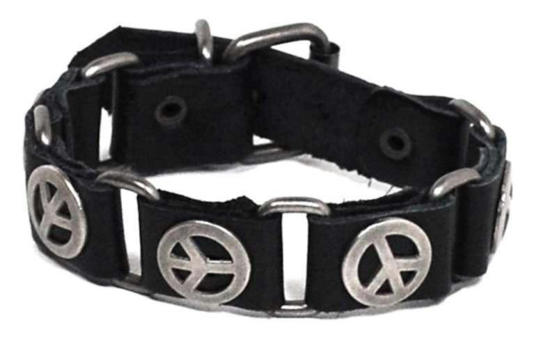 Kunstleder Armband Schwarz Peace Symbol