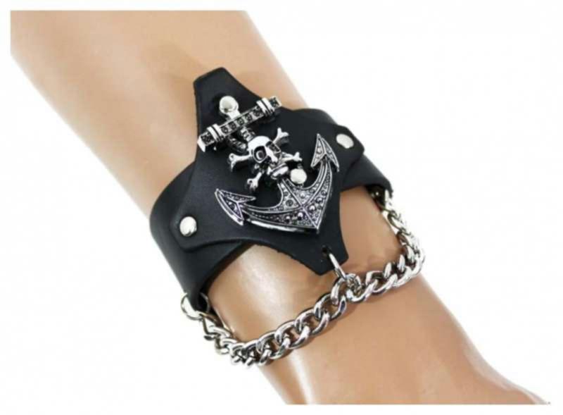 Punk Armband Anker Totenkopf