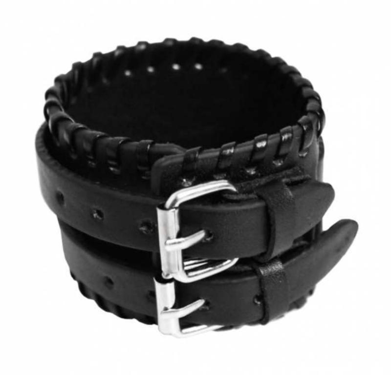 Kunstleder Armband Manschette Schwarz