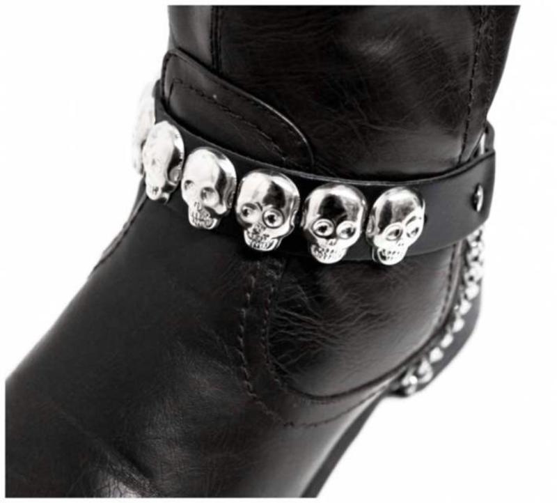 Stiefelbänder Totenkopfnieten