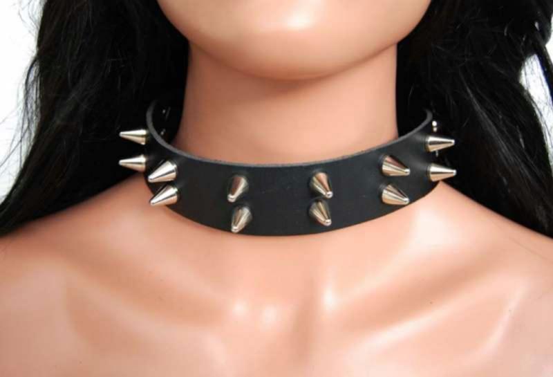 Lederhalsband Spike Nieten 2-Reihig