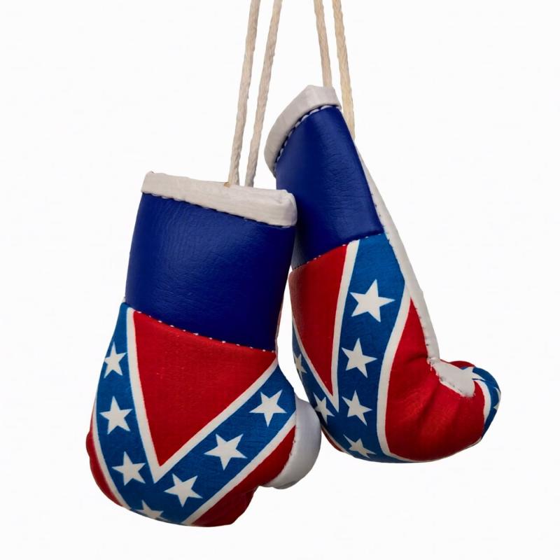 Confederate flag mini boxing gloves in red white and blue