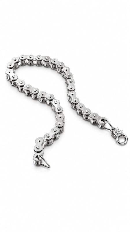 Kurze Wallet Chain im Fahrradketten-Look aus rostfreiem Metall
