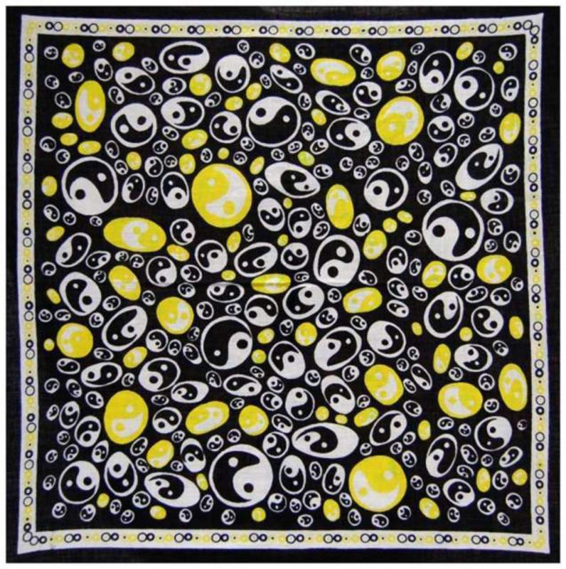 Bandana Head Wrap Scarf Yellow Yin Yang