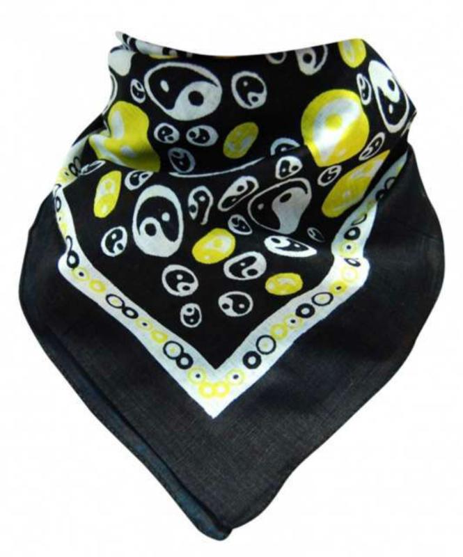 Bandana Head Wrap Scarf Yellow Yin Yang