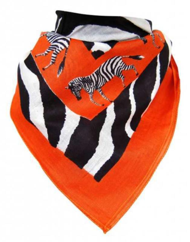 Orange Zebra Print Cotton Bandana Headwrap