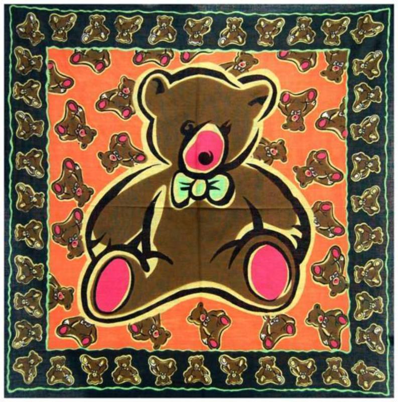 Bandana Head Wrap Scarf Green Teddy Bear