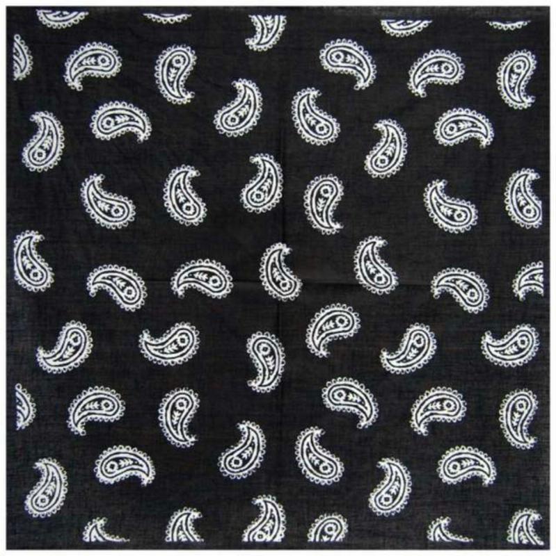 Bandana Head Wrap Scarf Paisley Black