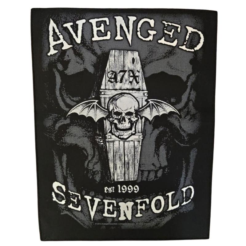Avenged Sevenfold Deathbat Coffin back patch with winged skull and band lettering
