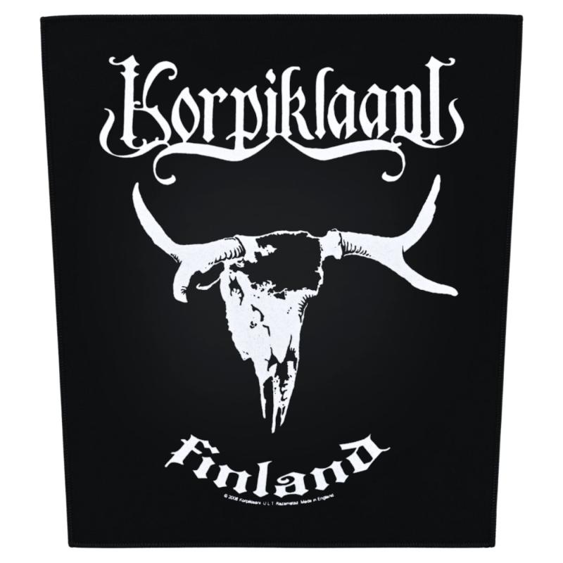 Korpiklaani Finland back patch with band logo and horned skull design
