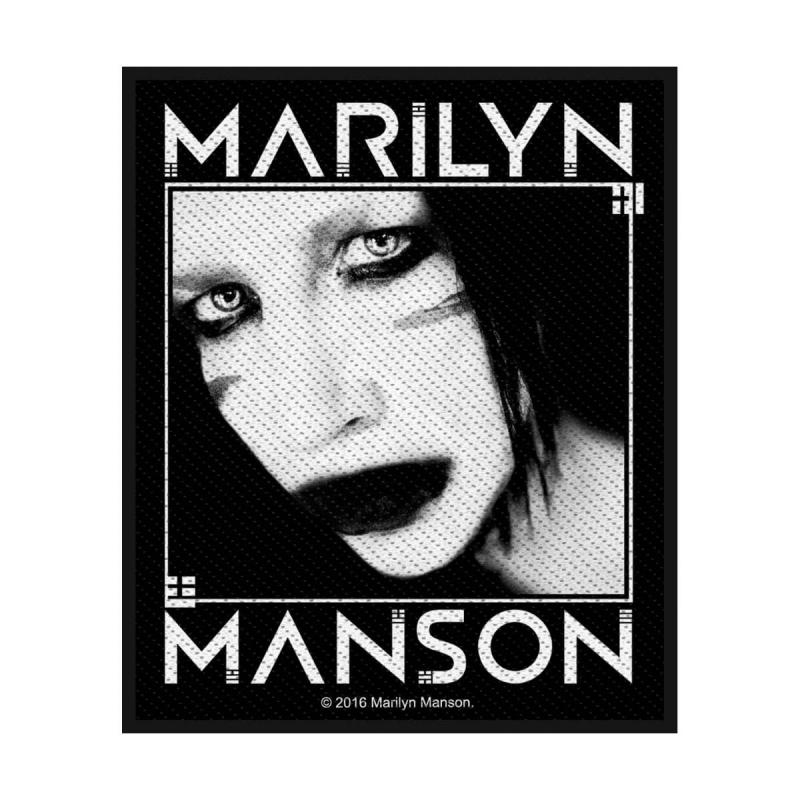 Marilyn Manson Patch mit Gesichtsporträt im Gothic-Stil