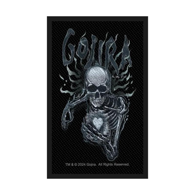GOJIRA patch – skeleton with heart from The Way of All Flesh – black patch, 100% polyester
