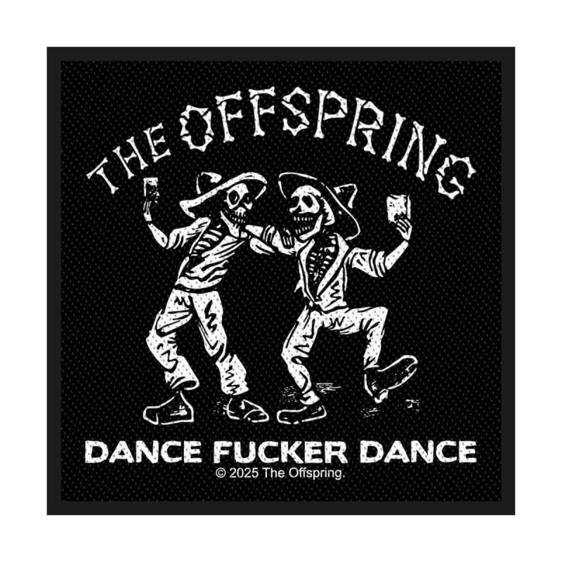 THE OFFSPRING Patch – Dance Fucker Dance – schwarz-weißer Aufnäher mit Skeletten – 100% Polyester – 10 x 10 cm