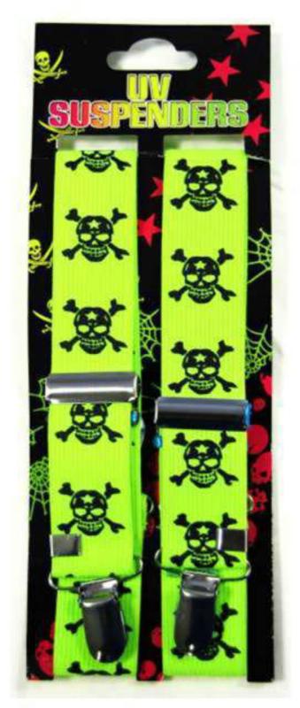Totenkopf Hosenträger In Neon Gelb