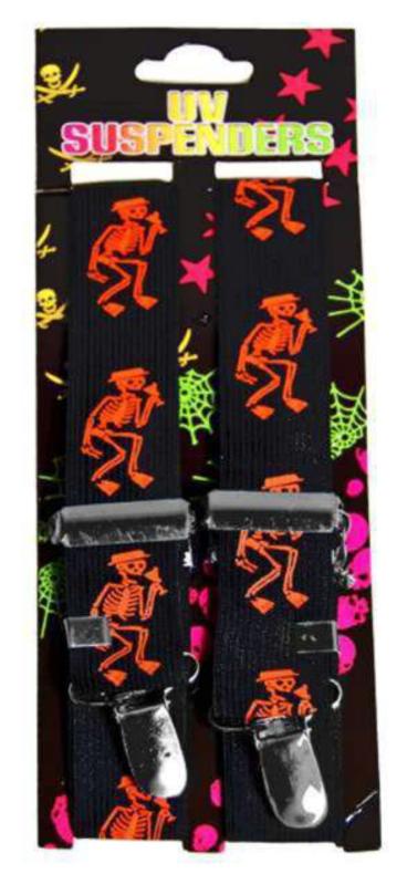 Hosenträger Schwarz Mit Neonorangenen Skeletten