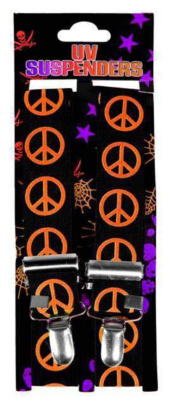 Hosenträger Schwarz Mit Neon Orangen Peace Zeichen