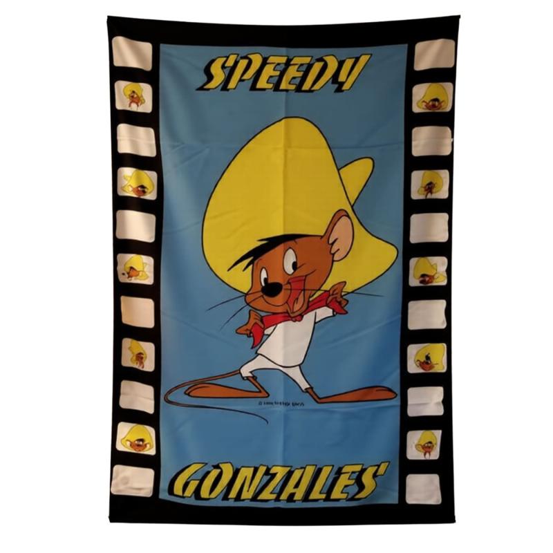 Speedy Gonzales Posterfahne mit gelbem Sombrero und Retro-Cartoon-Motiv