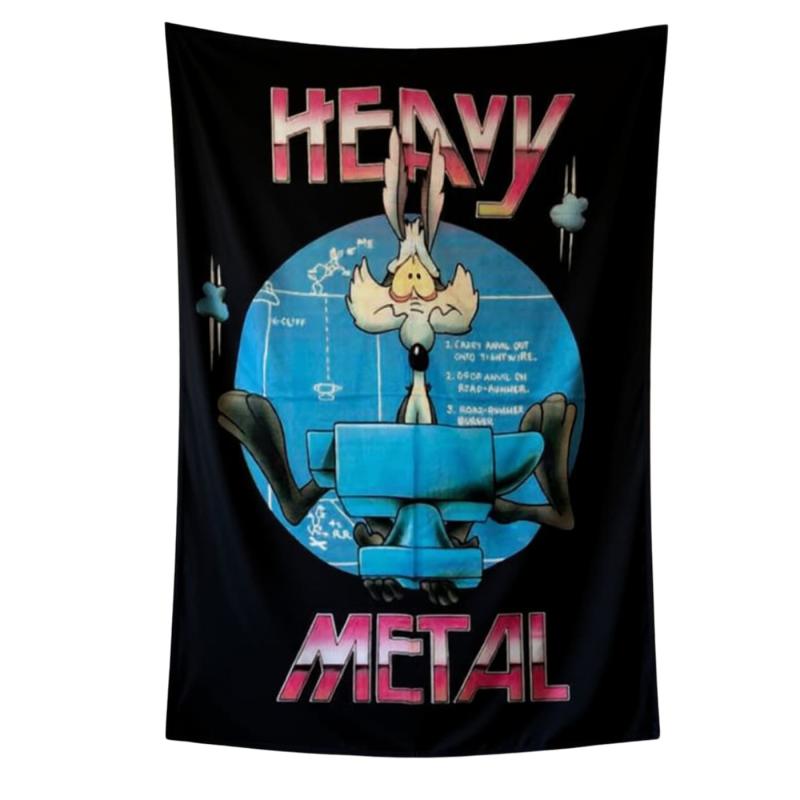 Looney Tunes Wile E. Coyote Wandfahne mit Heavy-Metal-Schriftzug