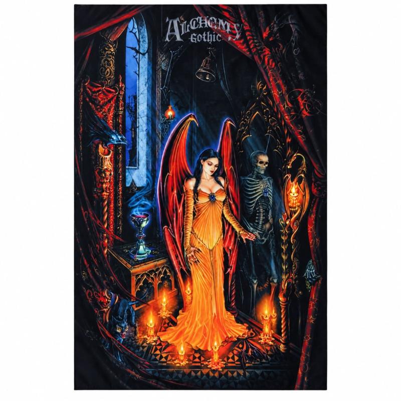 Alchemy Gothic Rites of Undeath Wandfahne mit geflügelter Figur und Gothic-Ritualmotiv