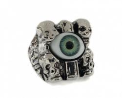Skulls Green Eye Ring