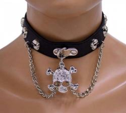 Gothic Halsband Glamouröser Totenkopf