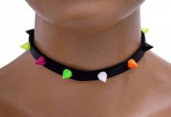 Gothic Halsband Bunte Spitznieten