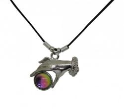 Necklace Hand With Colored Stone Pendant