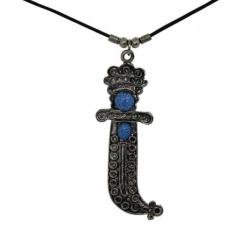 Necklace Dagger With Blue Stones Pendant