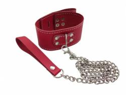 Red Leatherette Collar With Leash